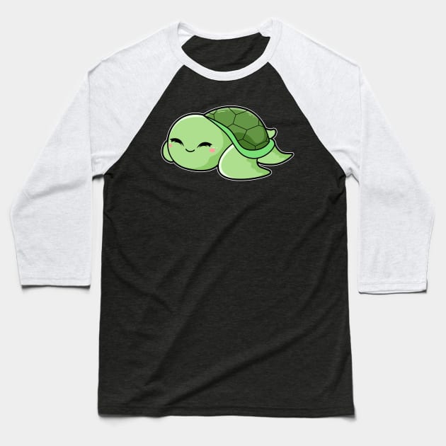 Cute Turtle Baseball T-Shirt by Imutobi